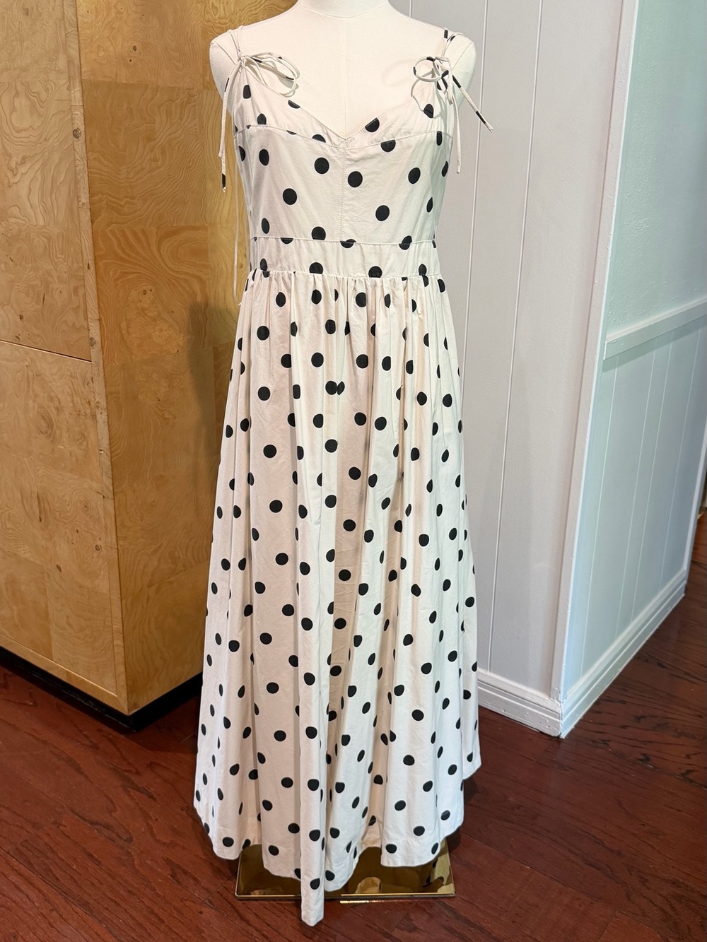 En Saison White Maxi Dress with Black Polka Dots